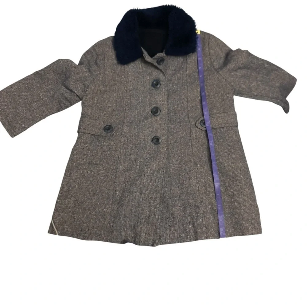 Vintage Kids Pea Coat with Dark Collar